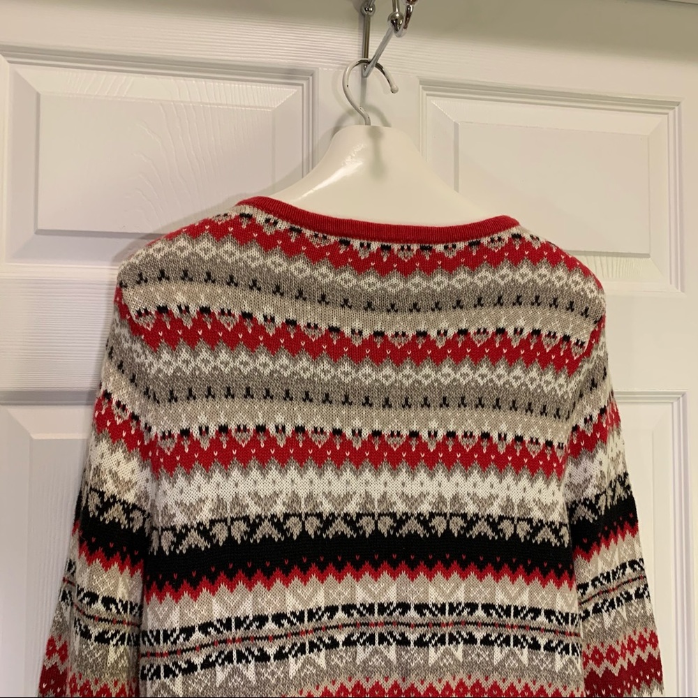 Crystal Kobe Red Black Cream Button Up Sweater L - image 5